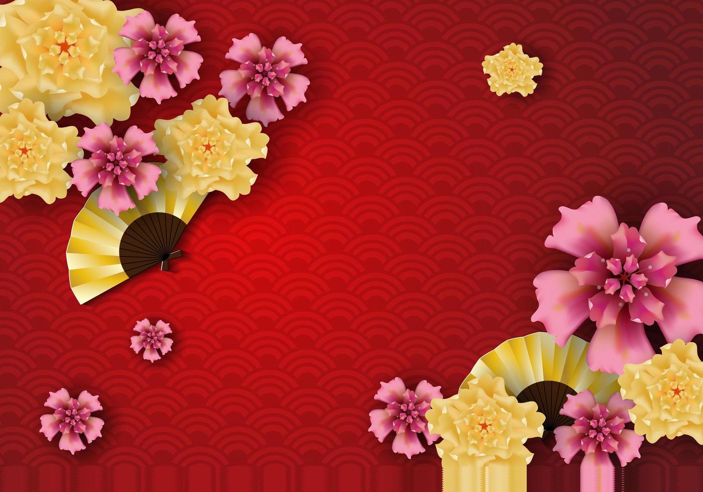 Paper art of Chinese traditional and asian elements template Background vector