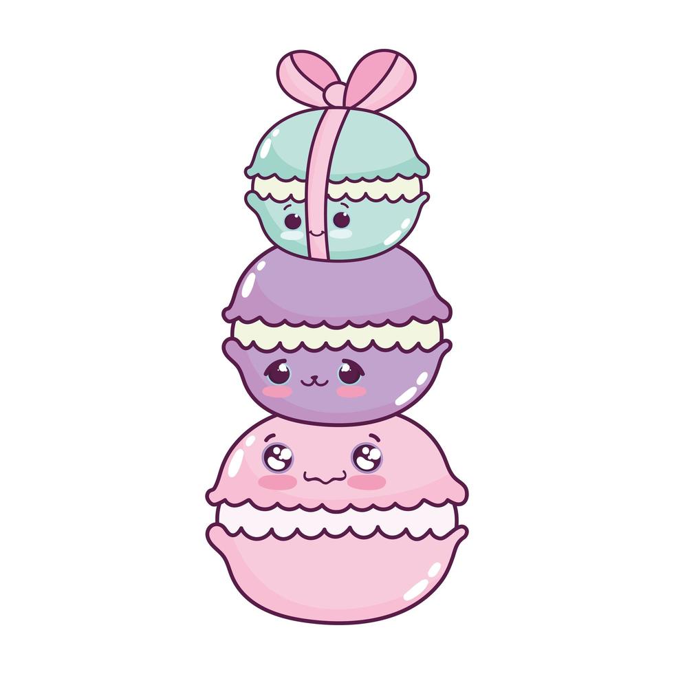 cute food pile of macaroon sweet dessert pastry cartoon isolated design vector