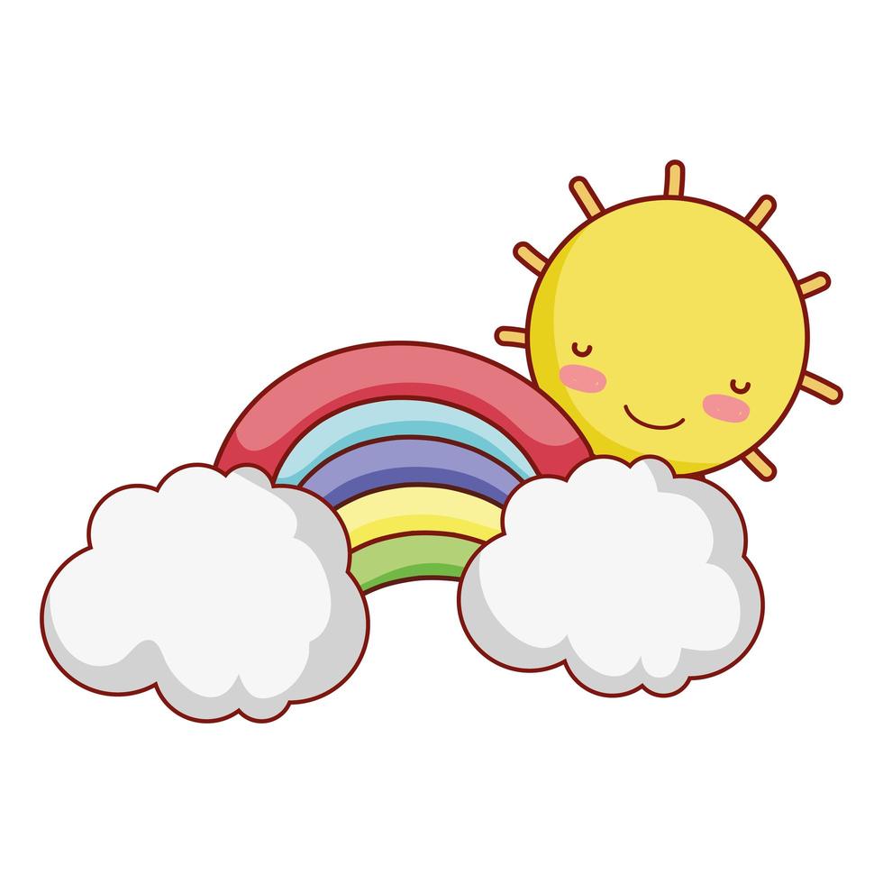 sol, arco iris, nube, cielo, fantasía, aislado, icono, diseño vector