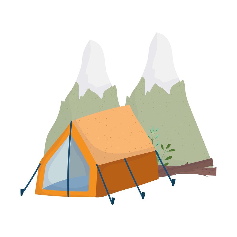 camping tent and mountains nature isolated design vector