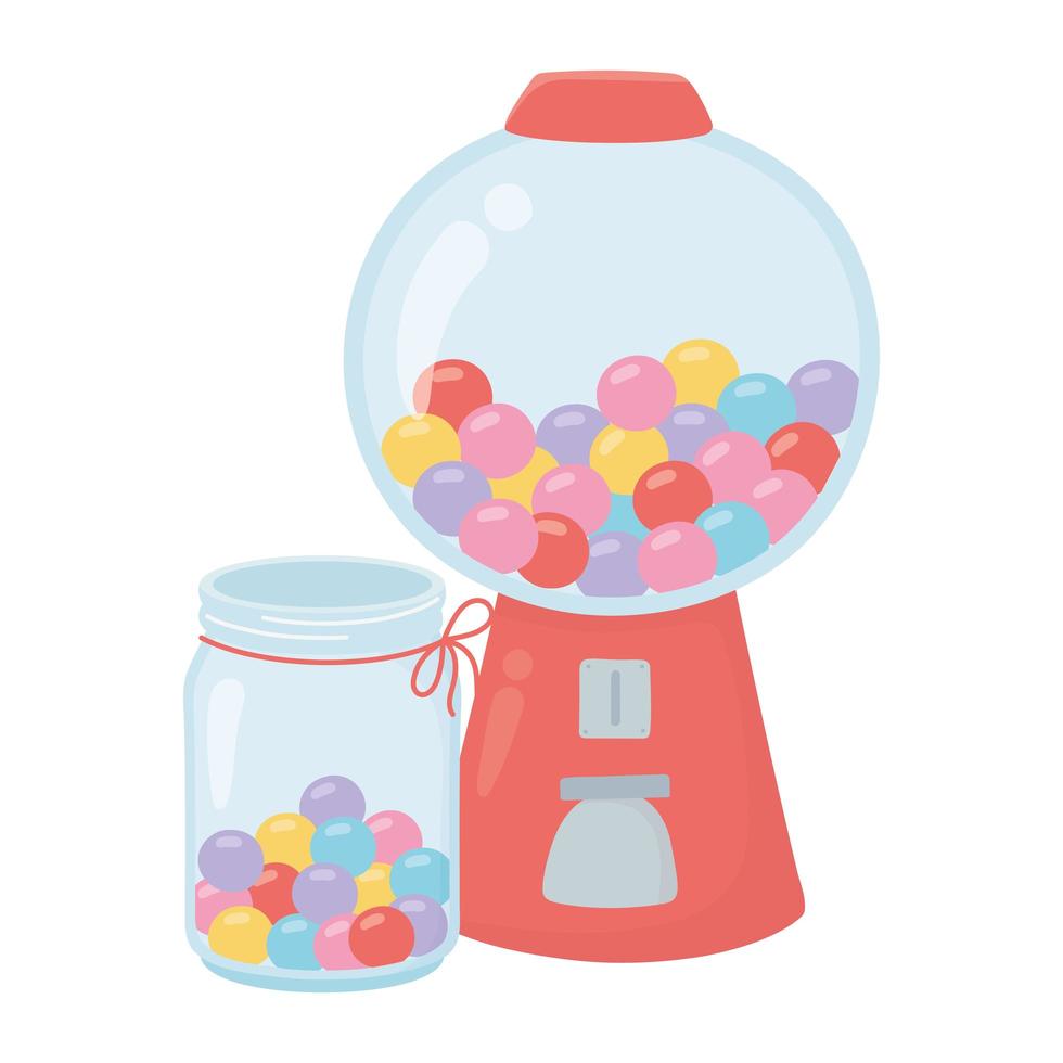 happy day, gumball machine caramels cartoon vector