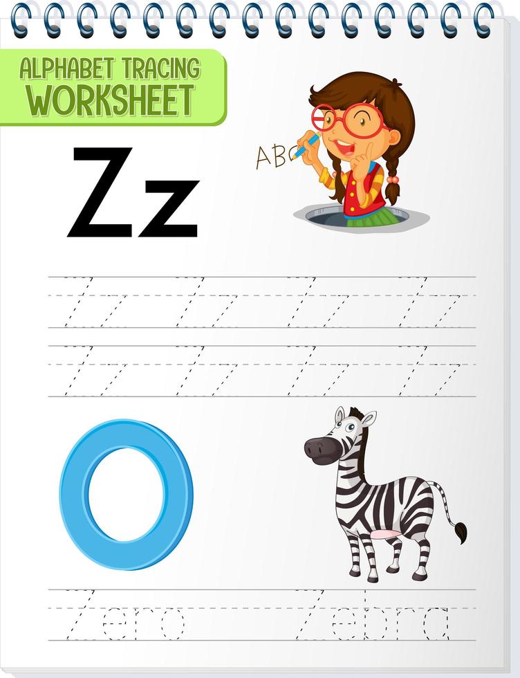 Alphabet tracing worksheet with letter Z and z vector