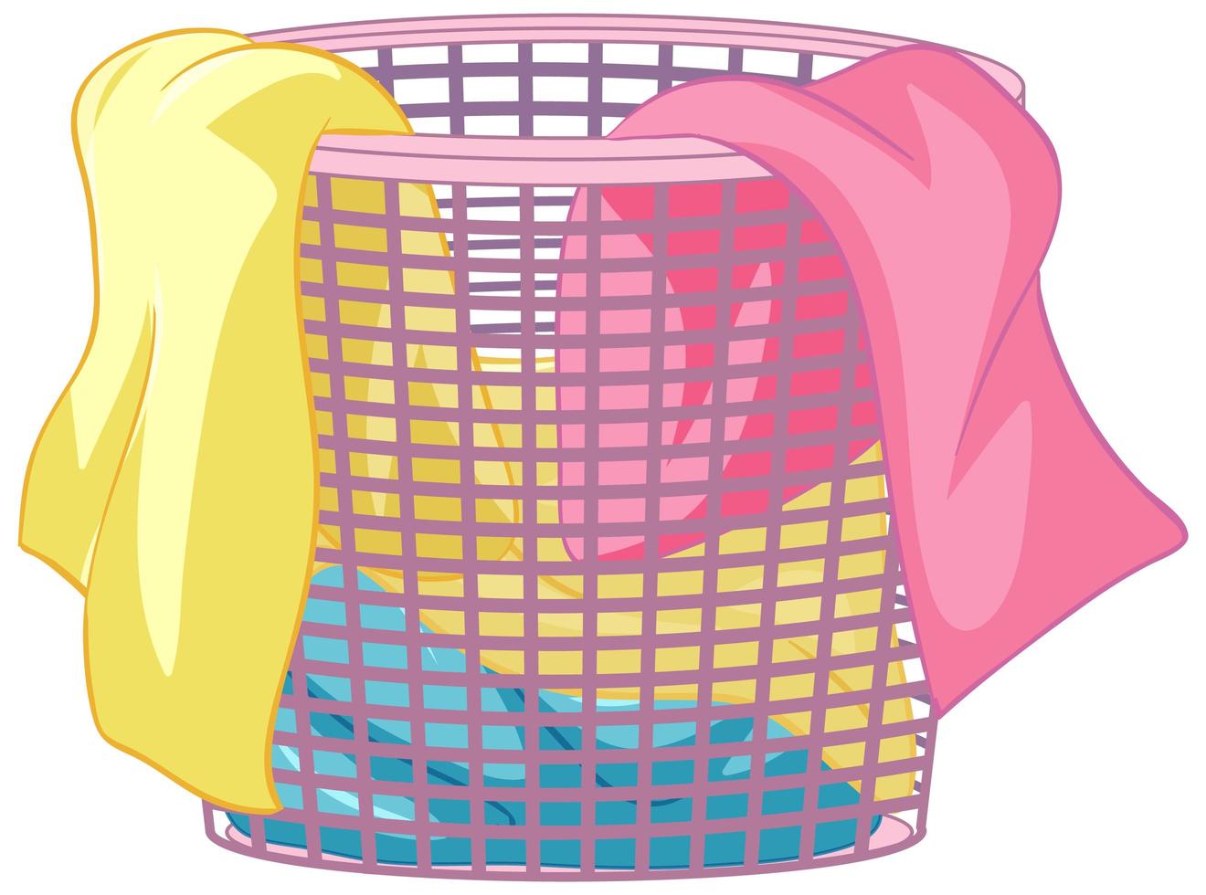 Laundry basket with clothes on white background vector