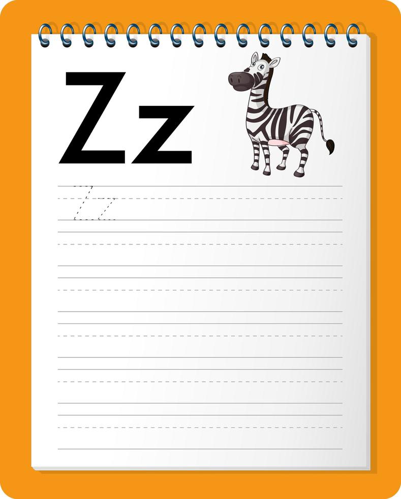 Alphabet tracing worksheet with letter Z and z vector