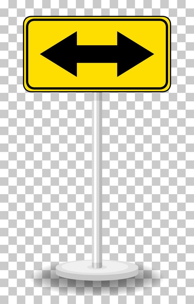 Yellow traffic warning sign on transparent background vector