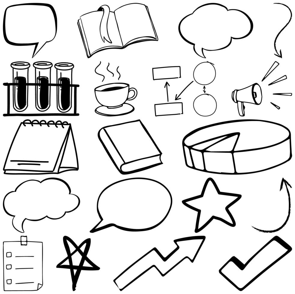 Set of item and symbol hand drawn doodle vector