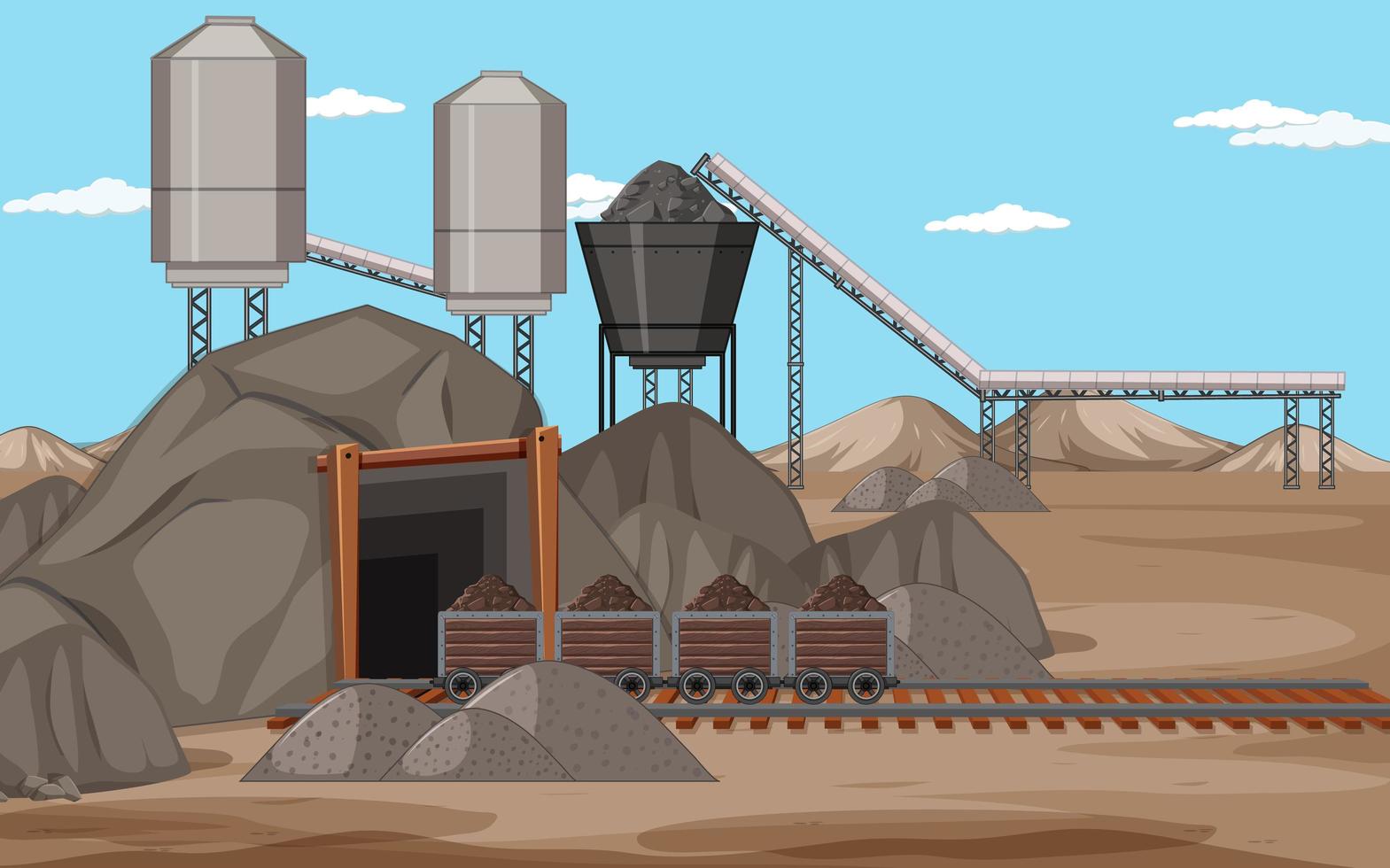 Landscape of coal mining scene vector