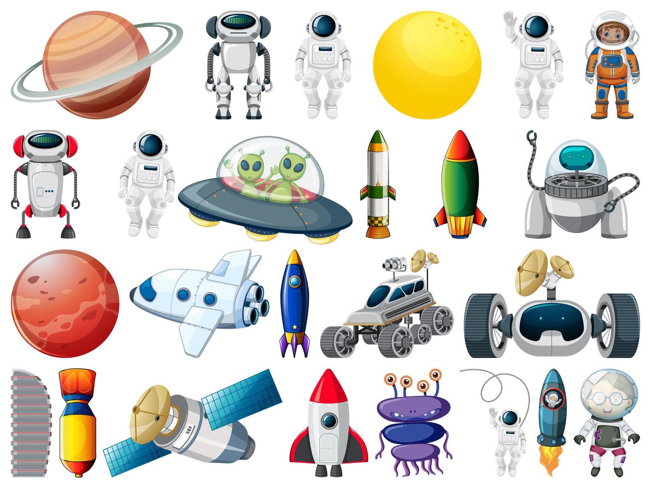 Set of space objects and elements vector