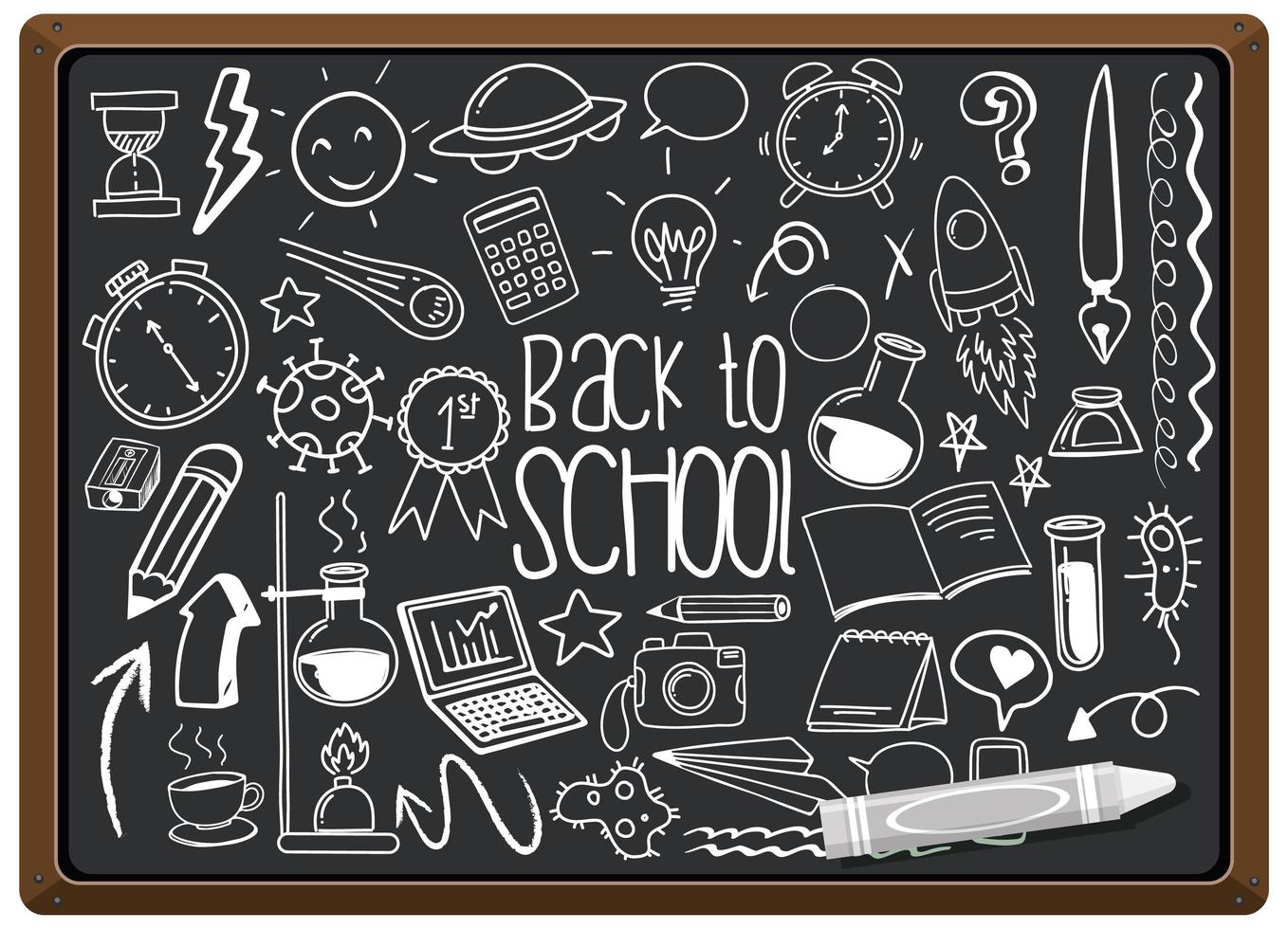 Hand drawn school element on chalkboard vector