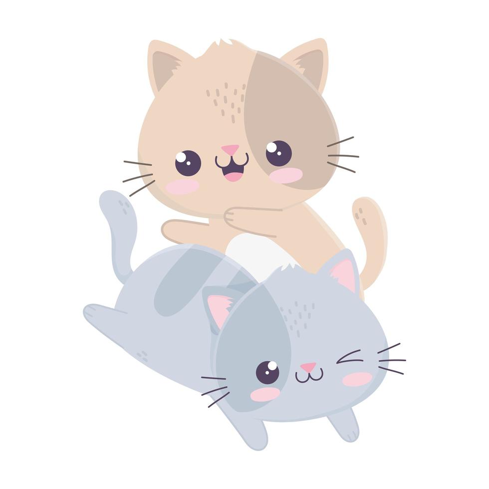 cute funny little cats kawaii cartoon character vector