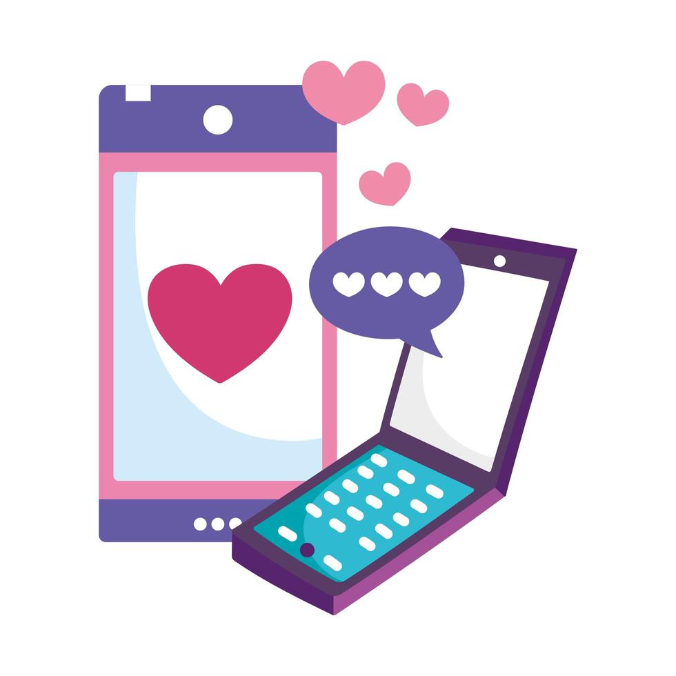 smartphone devices technology chat love speech bubble vector