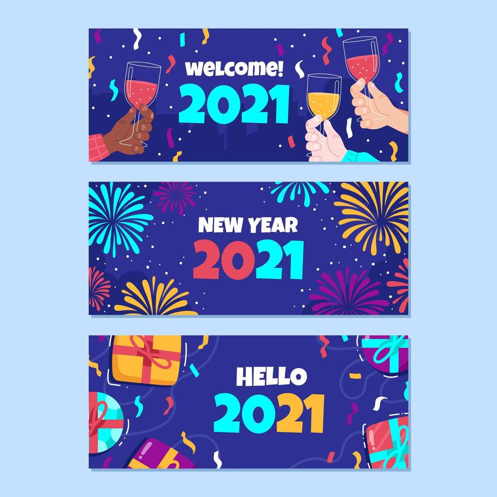 Hand Drawn New Year Banner vector