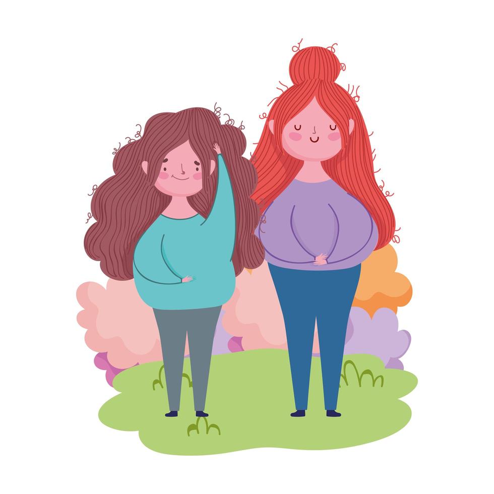 happy mothers day, young women in the grass foliage design vector