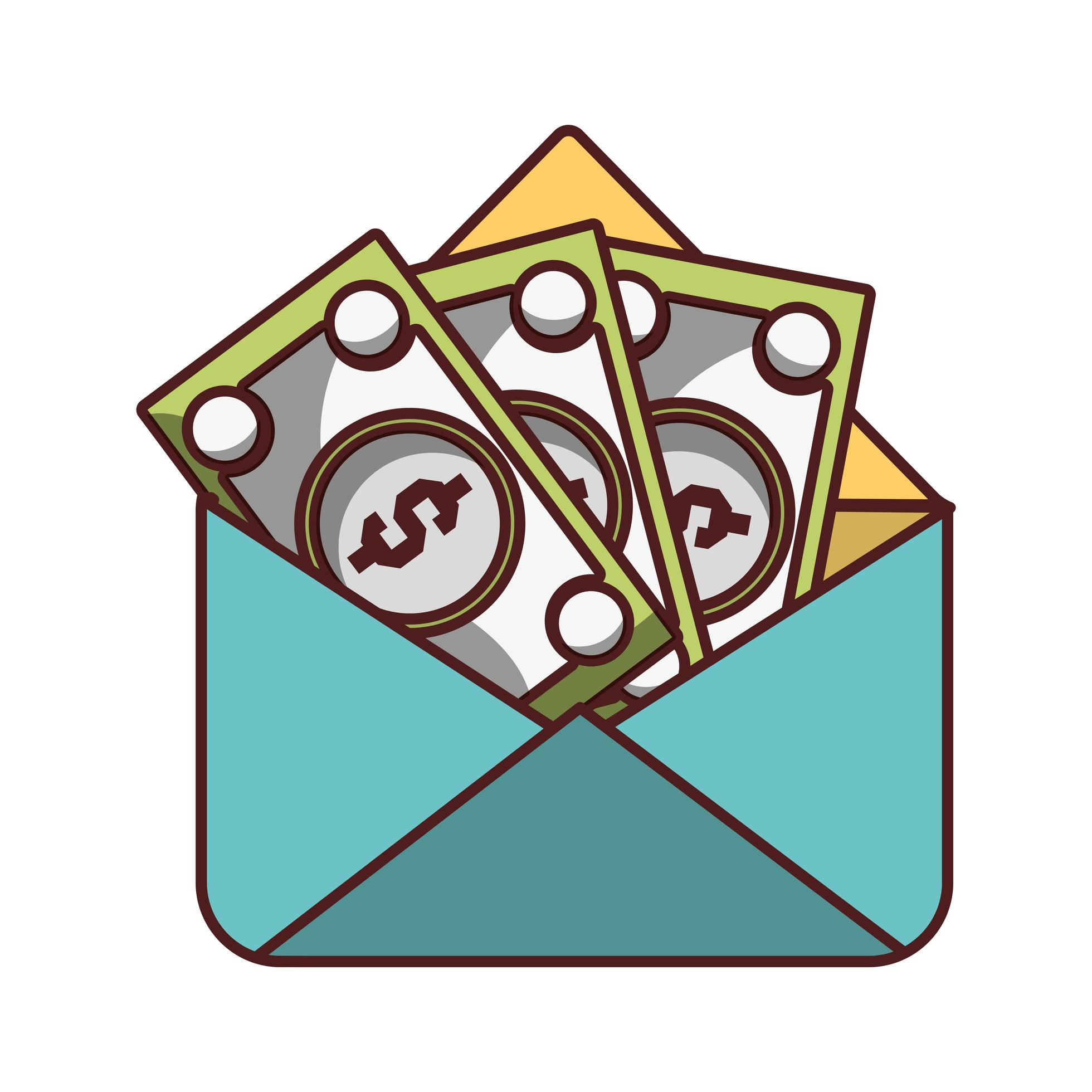 envelope with money banknotes icon isolated design shadow - Download