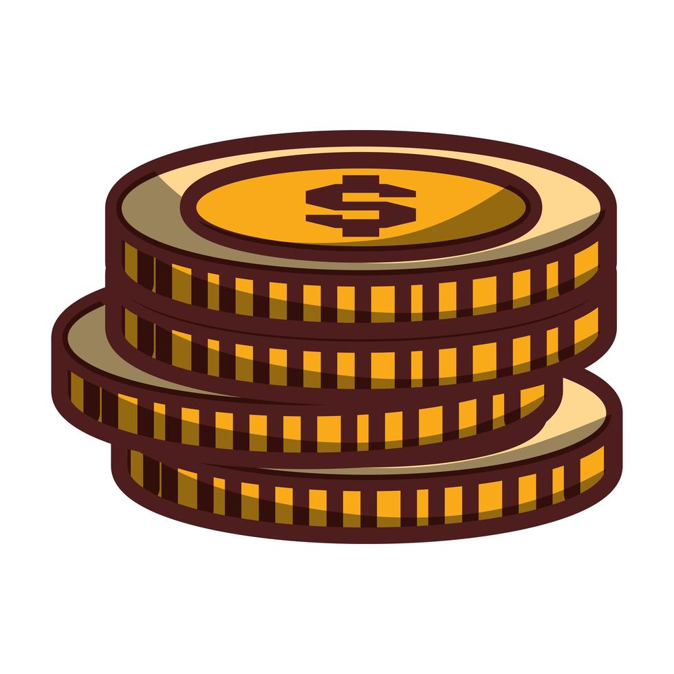 coins money stacked icon isolated design shadow vector