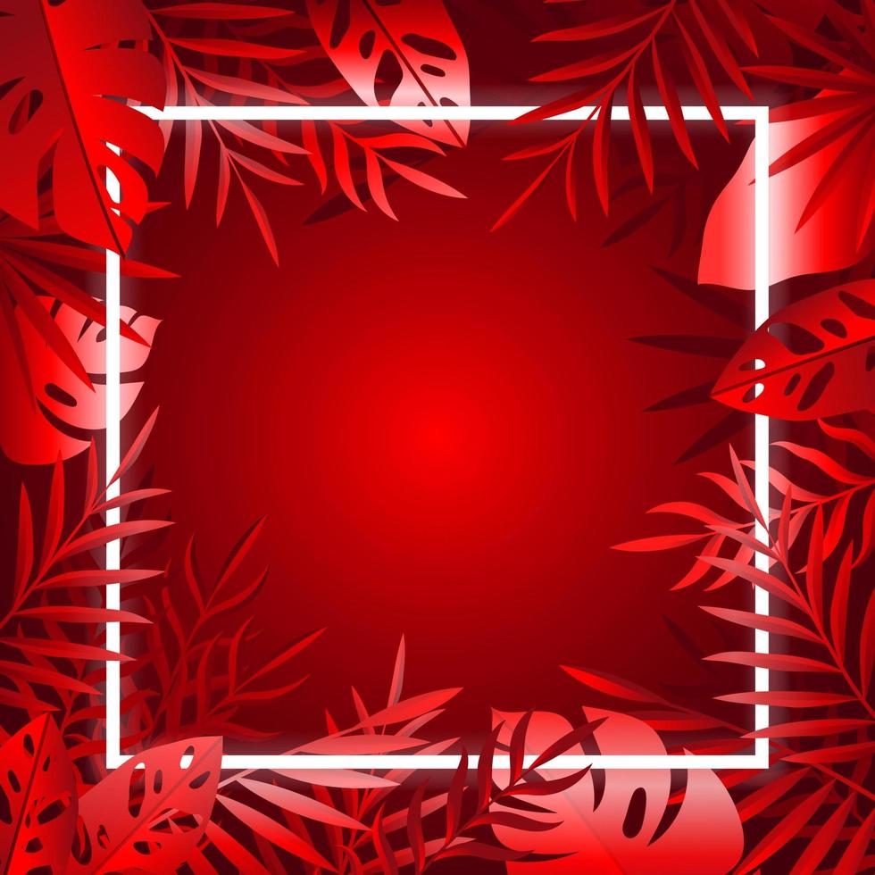 Red Leaves Neon Frame vector