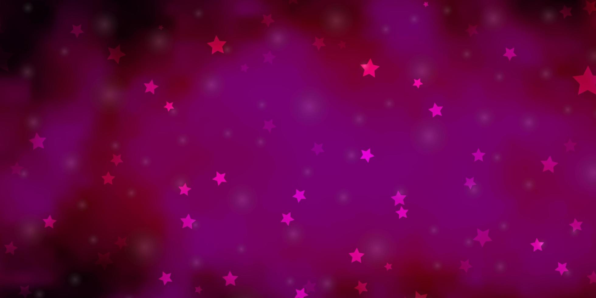plantilla de vector de color rosa oscuro con estrellas de neón.