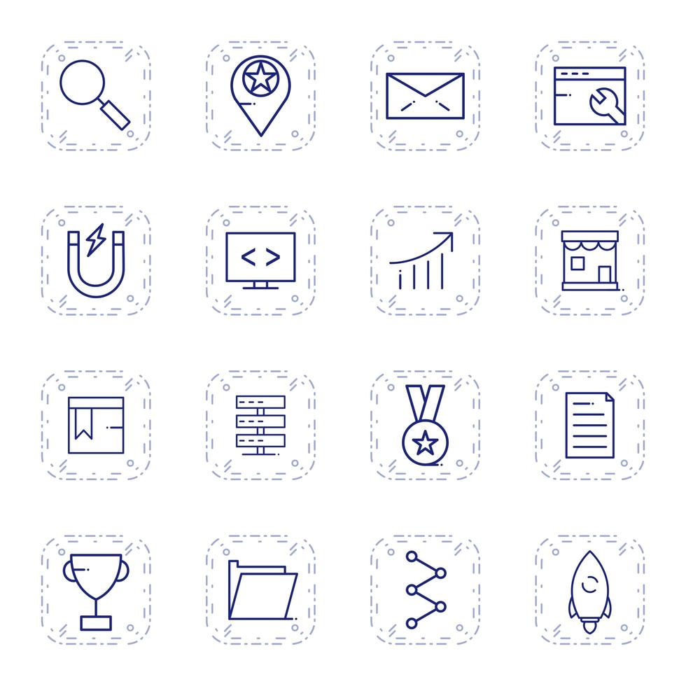 conjunto de iconos de optimización de motores de búsqueda para uso personal y comercial ... vector