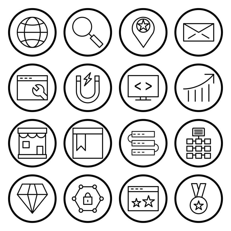 Icon Set Of Search Engine Optimization For Personal And Commercial Use... vector