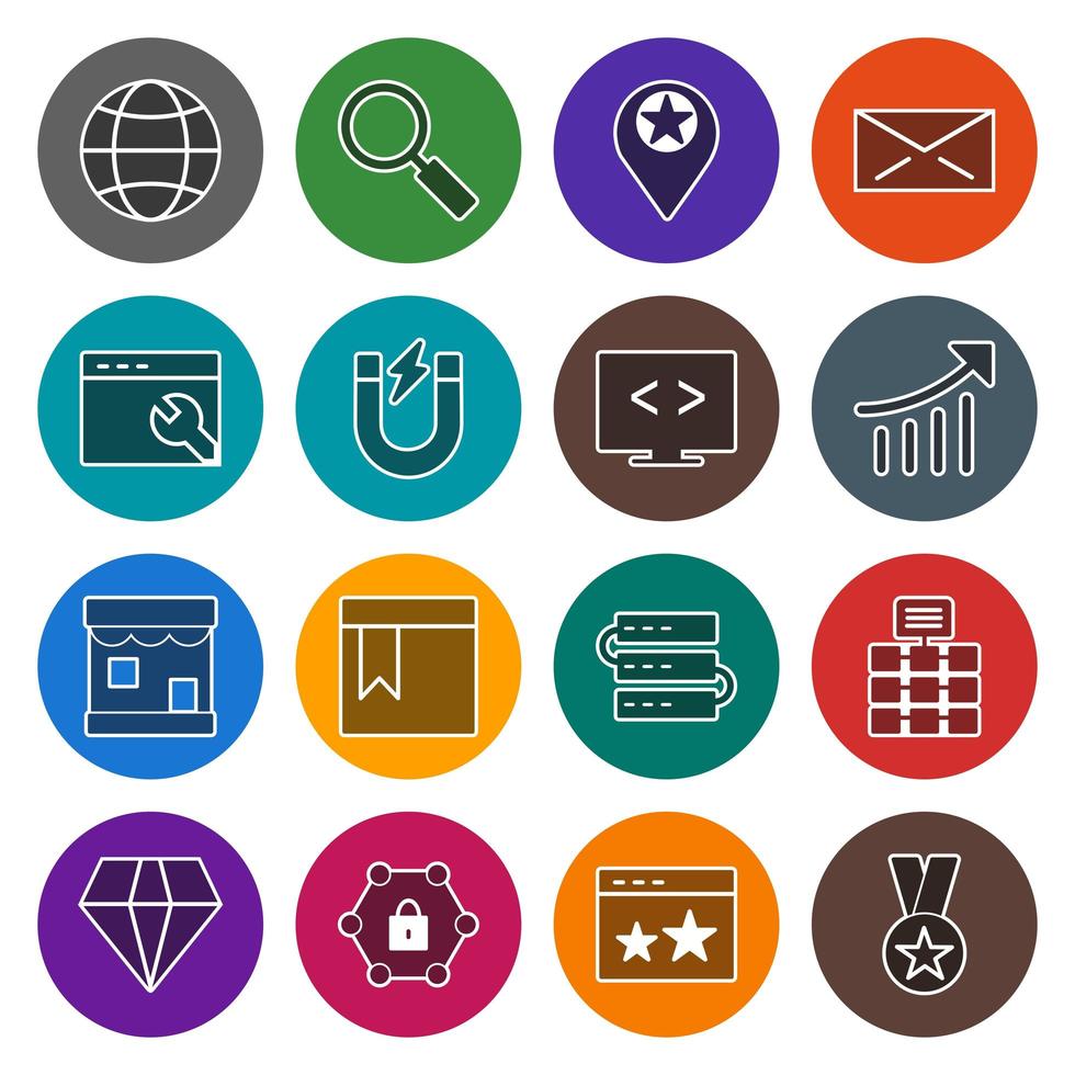 conjunto de iconos de optimización de motores de búsqueda para uso personal y comercial ... vector