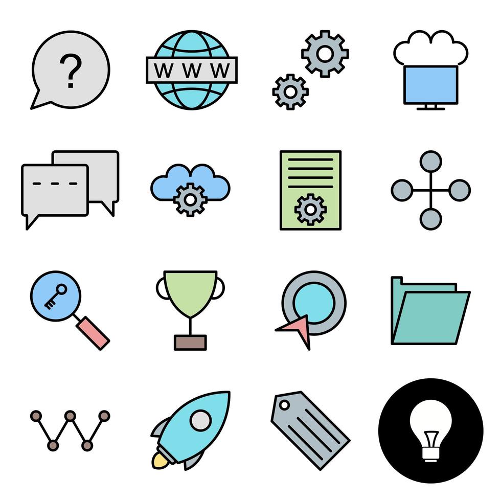 Icon Set Of Search Engine Optimization For Personal And Commercial Use... vector