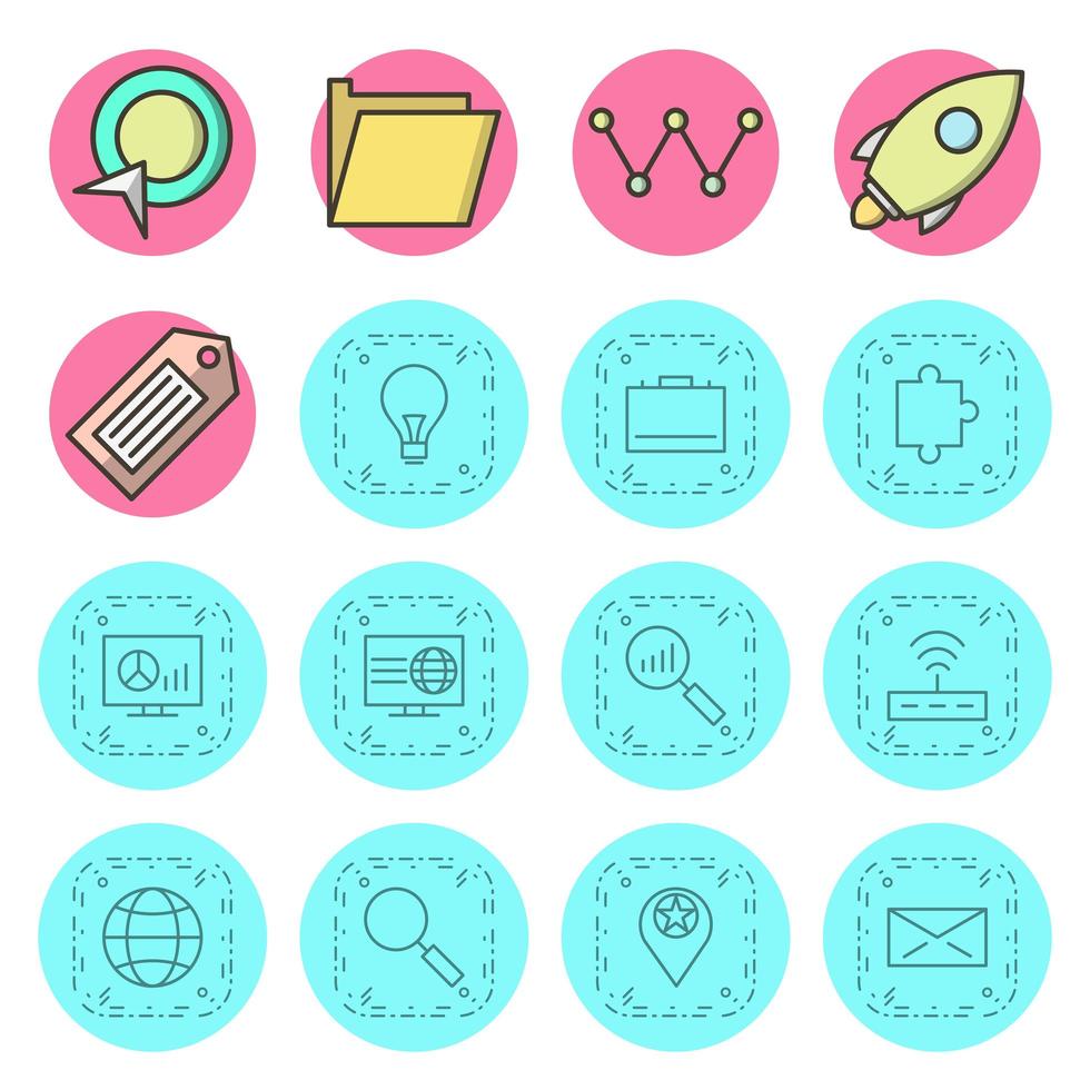 conjunto de iconos de optimización de motores de búsqueda para uso personal y comercial ... vector