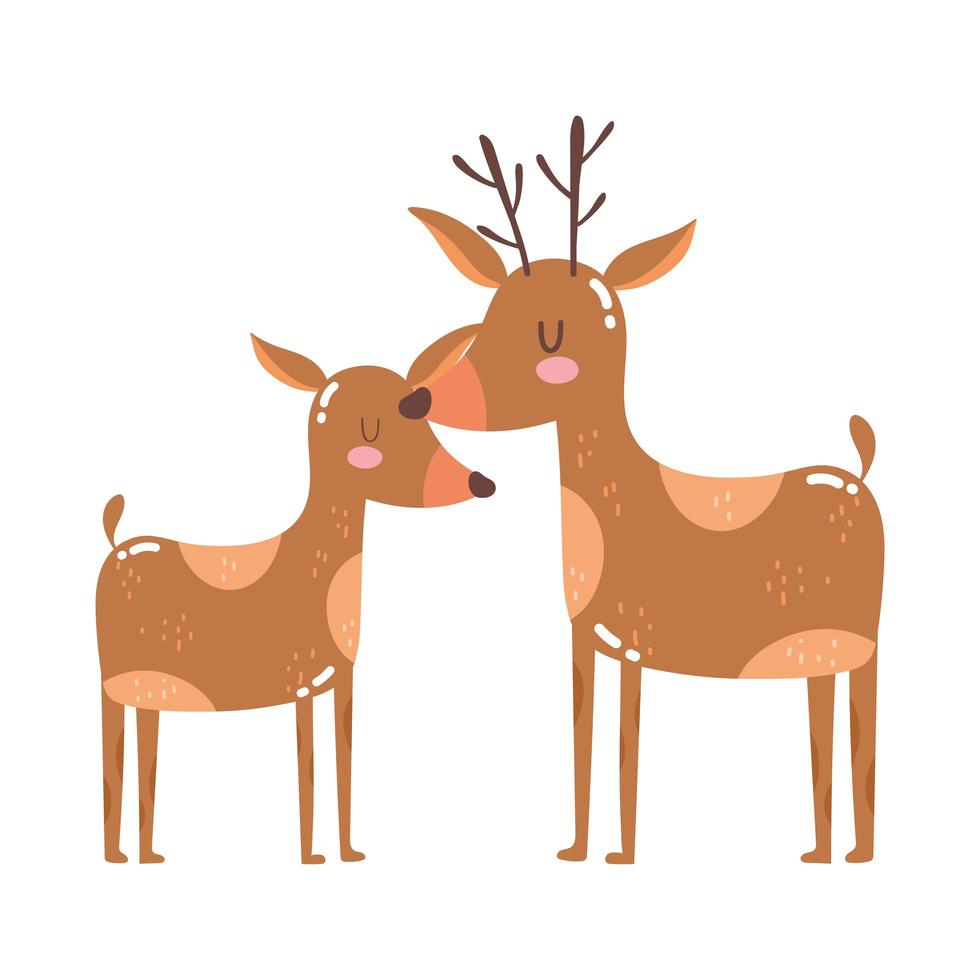 cute animals reindeers cartoon isolated icon design white background vector