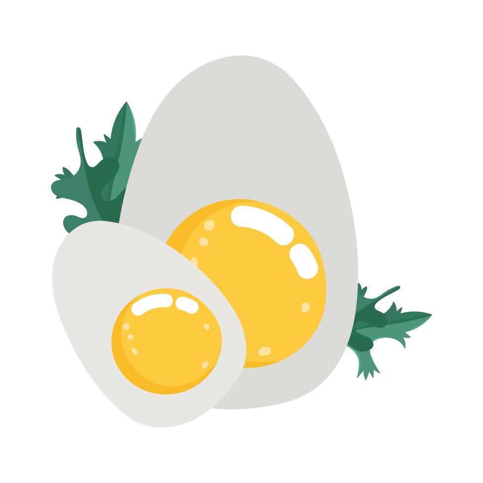 menú de ingredientes de alimentos dibujos animados frescos desayuno huevos duros vector