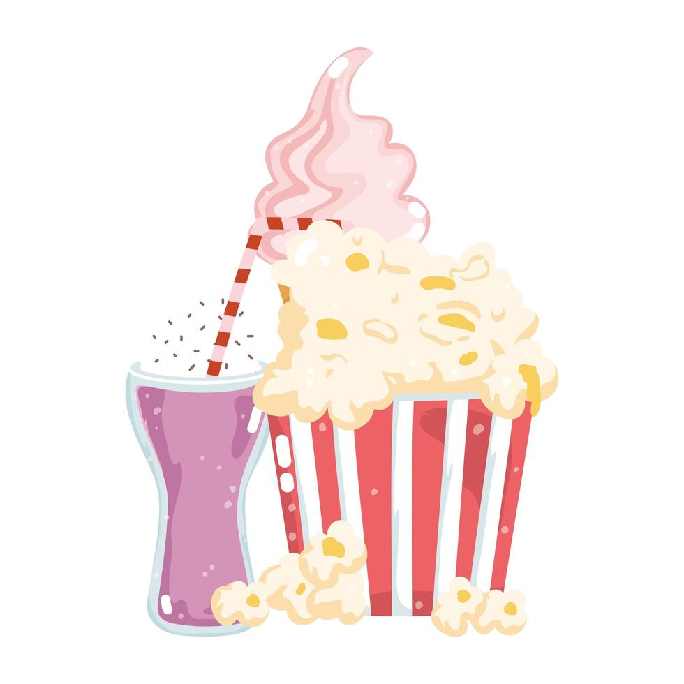 fast food menu restaurant unhealthy popcorn ice cream and milkshake vector