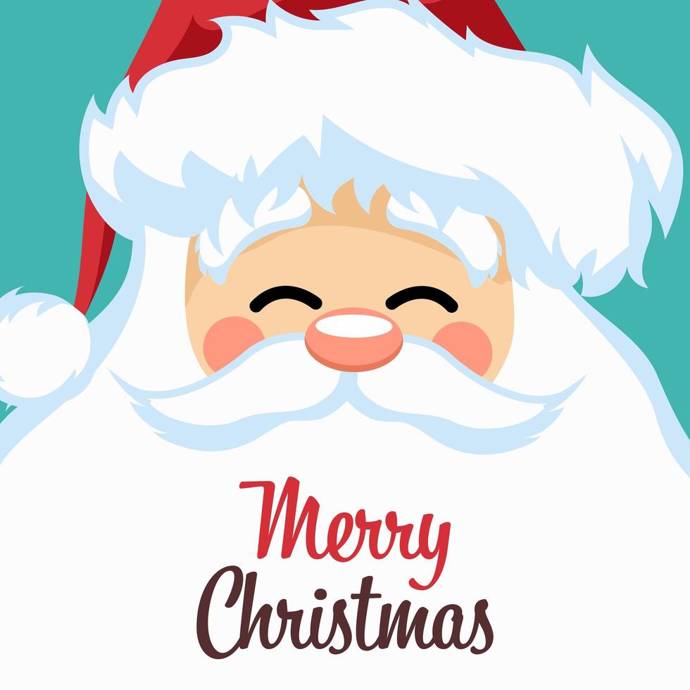 Merry christmas card design with santa claus face vector