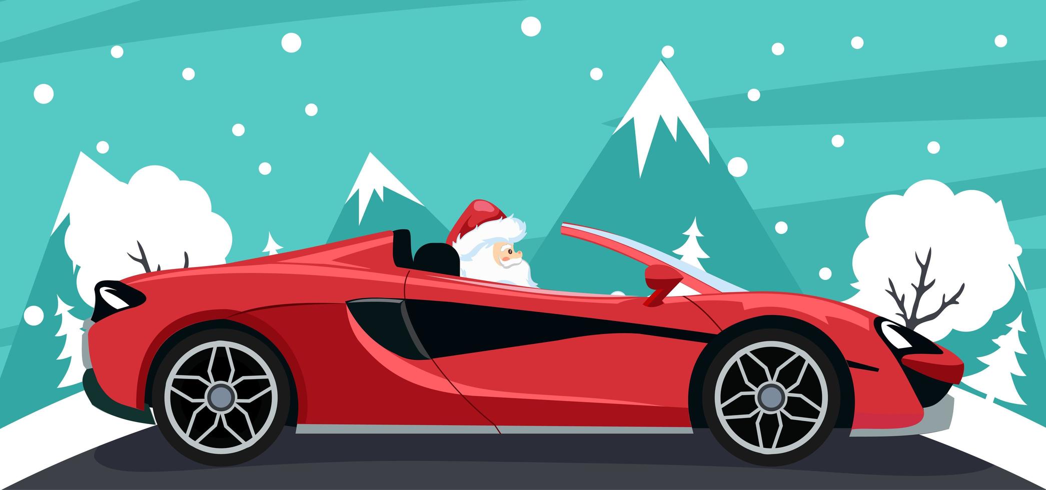 Background design of santa claus in luxurious car vector