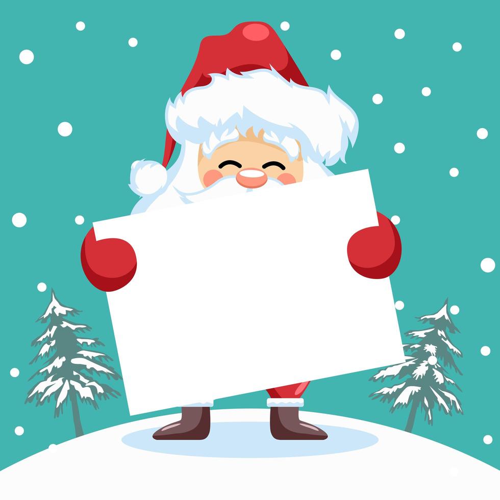 Design of little santa claus with poster for christmas card vector