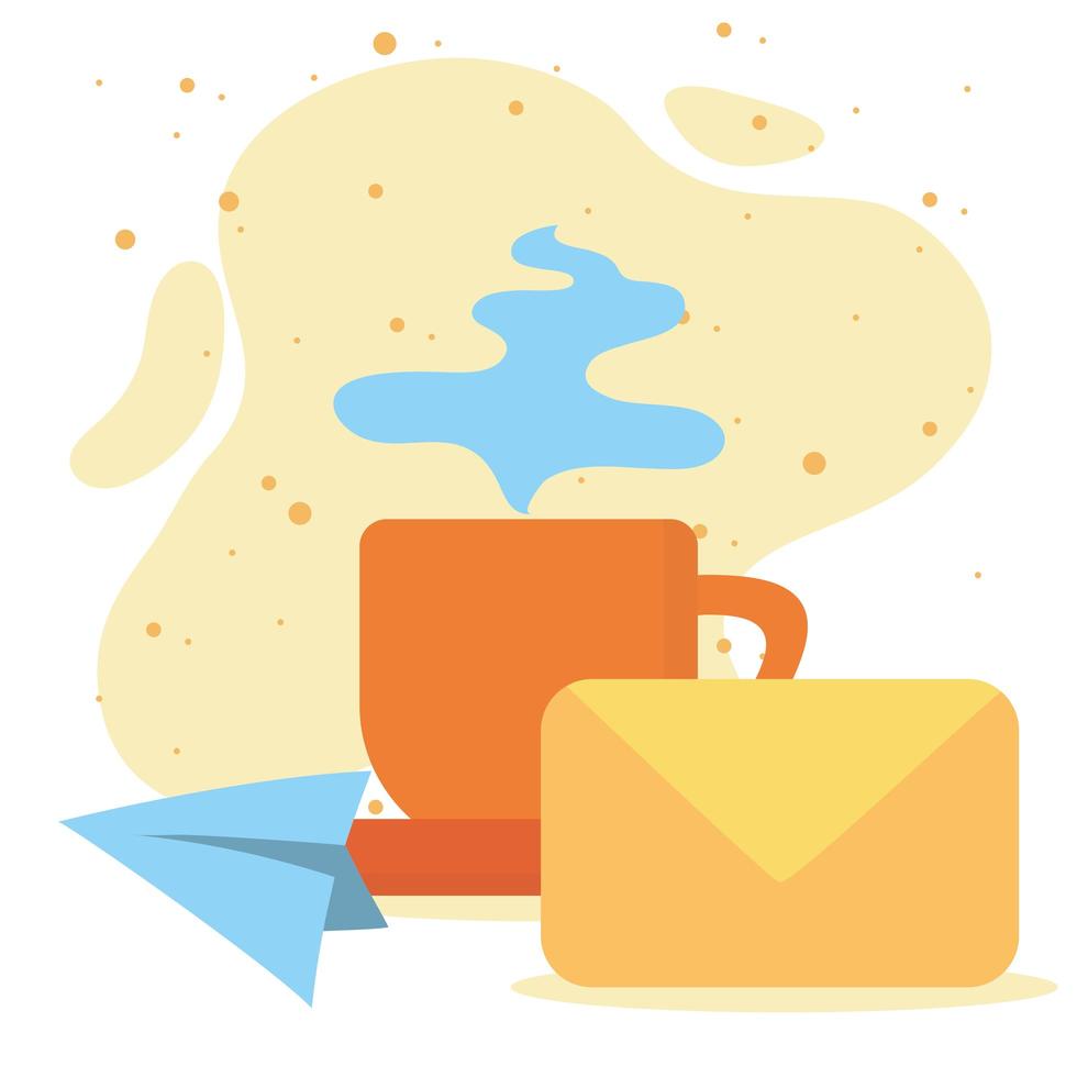 email coffee cup social network communication and technologies vector