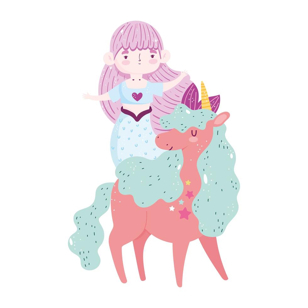 unicorn and mermaid dream cartoon vector