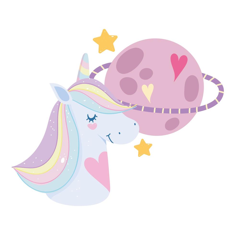 unicorn cartoon dream planet vector