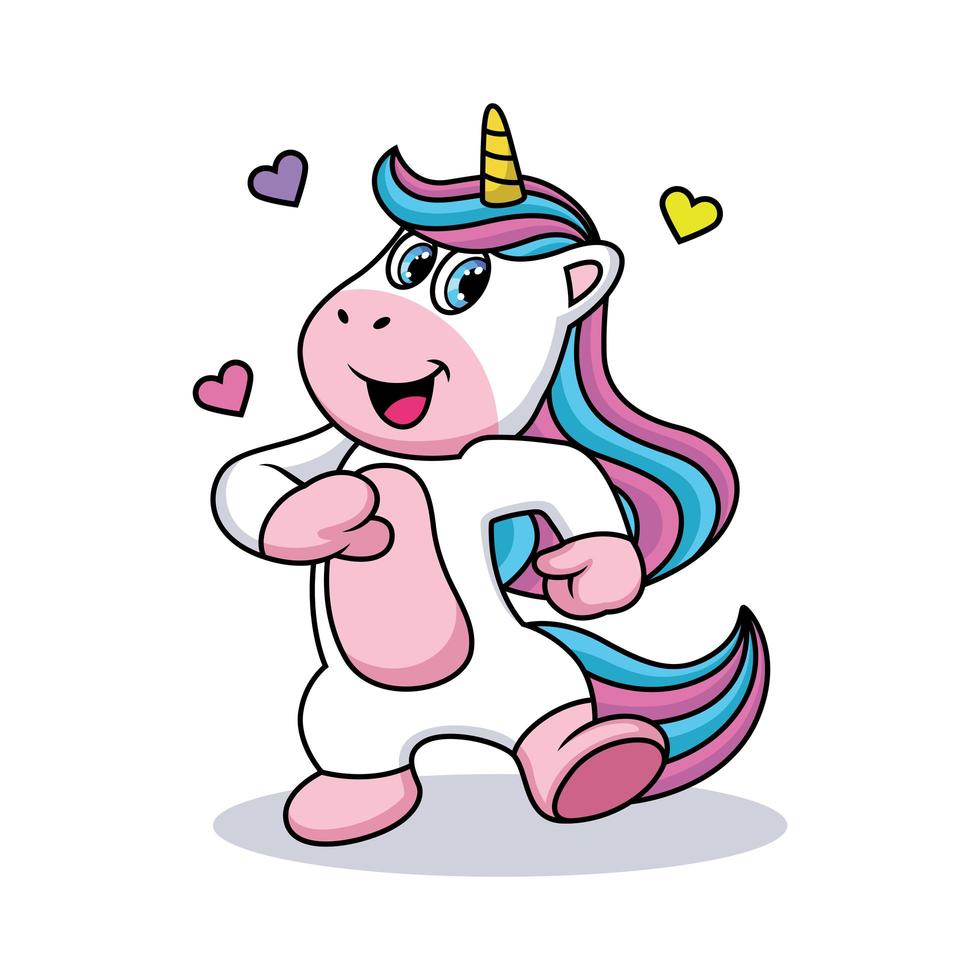 dibujos animados divertidos unicornio vector