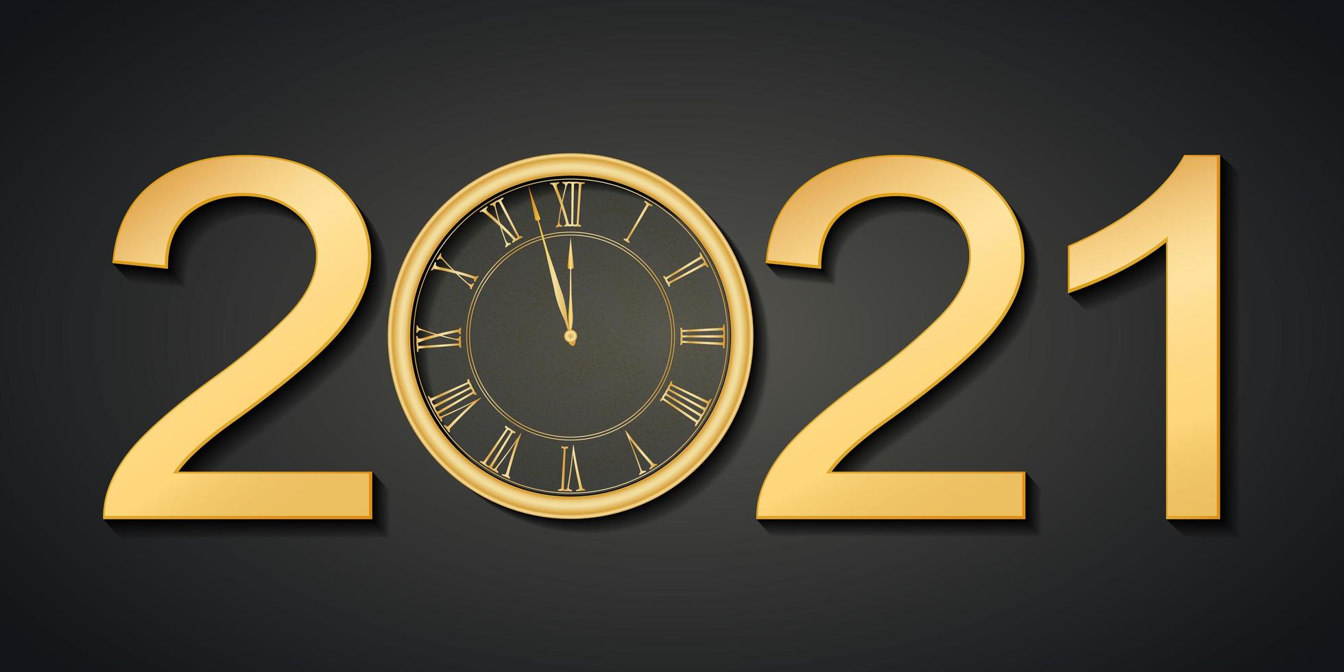 Template design of black and golden shiny 2021 New Year web banner. vector