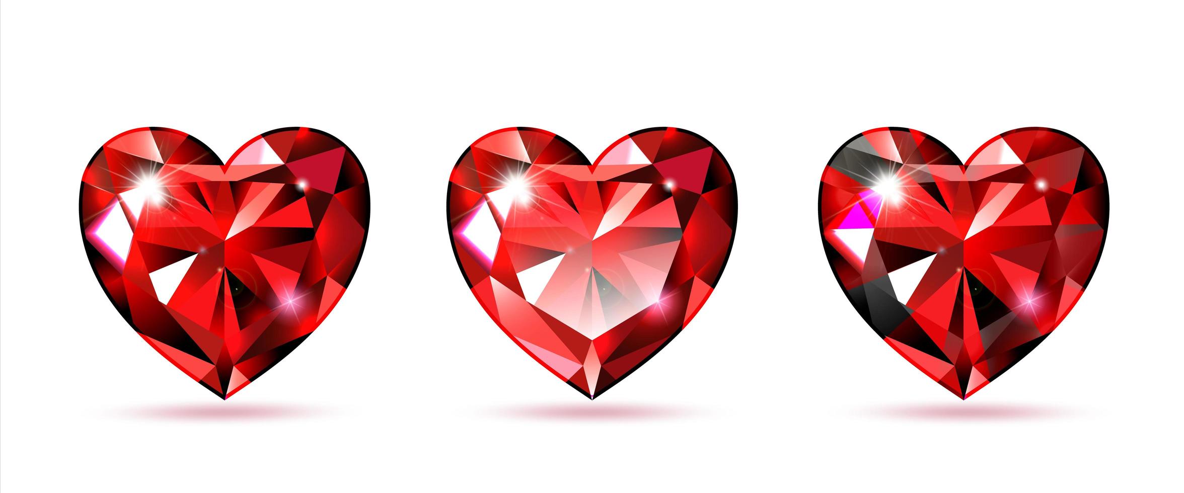 Heart shaped ruby set vector