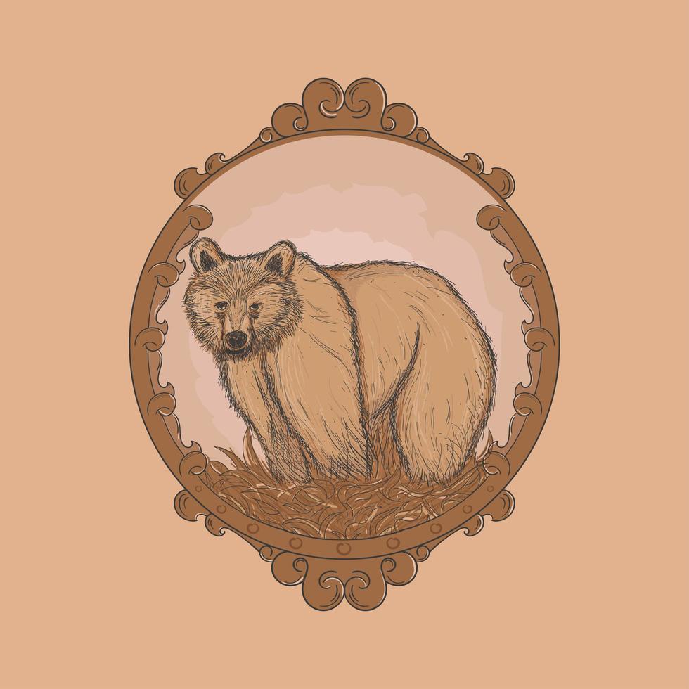 Hand drawn bear illustration vector