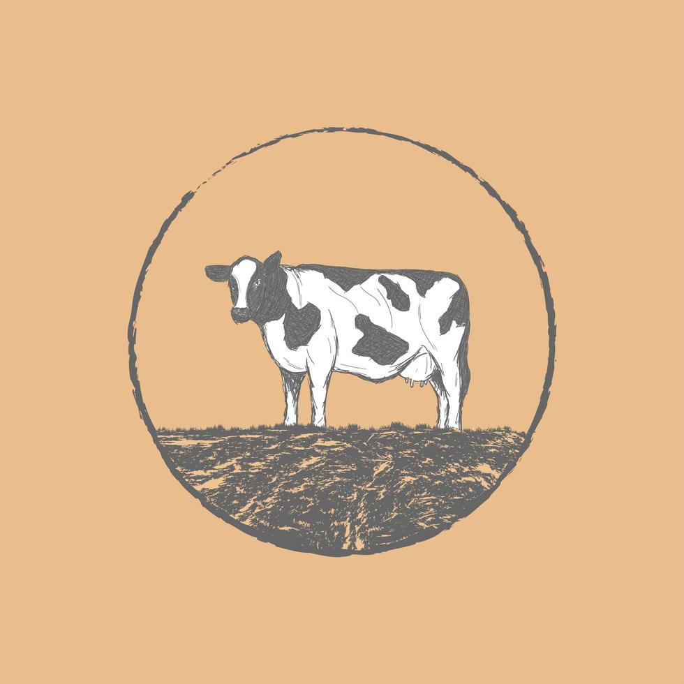 hand drawn dairy cow illustration vector