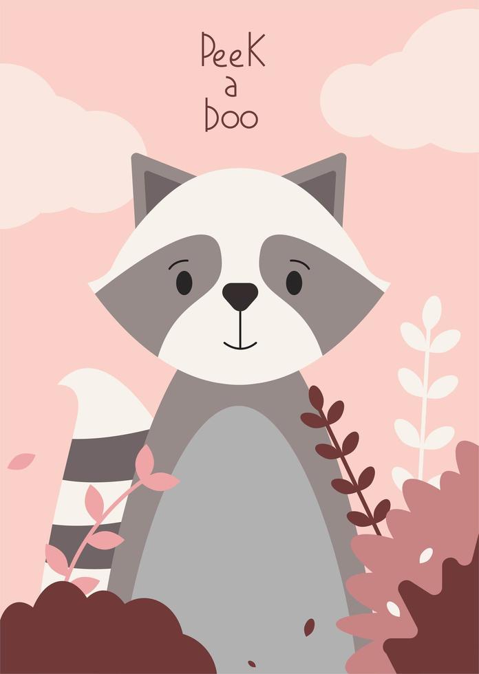 Cute raccoon peek a boo vector