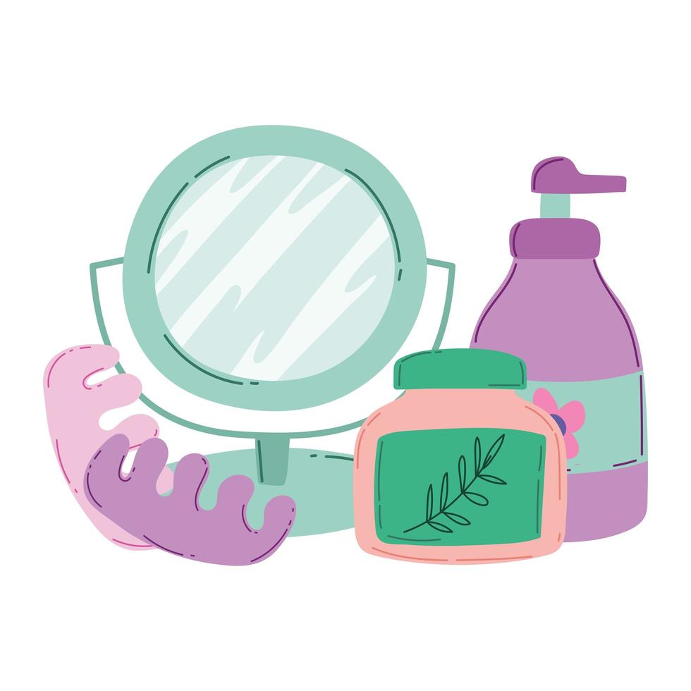 makeup cosmetics product fashion beauty mirror pedicure separators body lotion and skin care cream vector