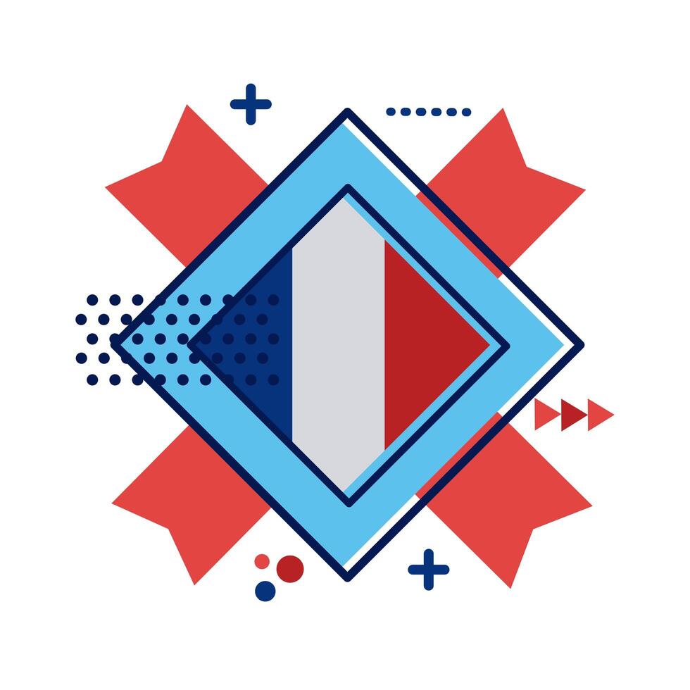 France flag stamp flat style icon vector