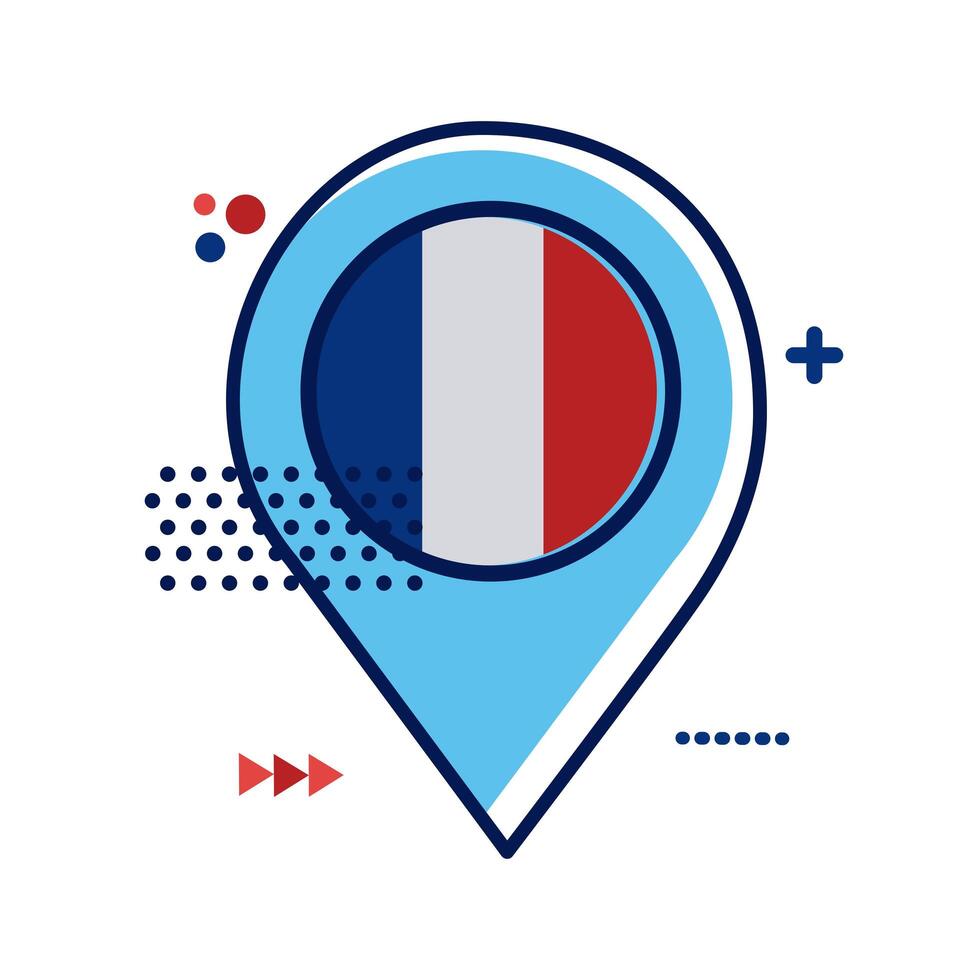 pin location with France flag flat style vector