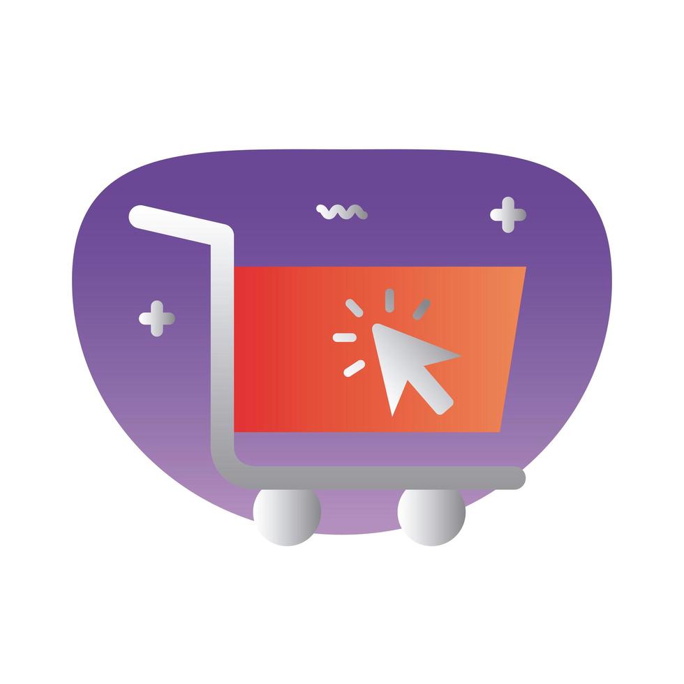 shopping cart trolley with arrow mouse gradient style icon vector