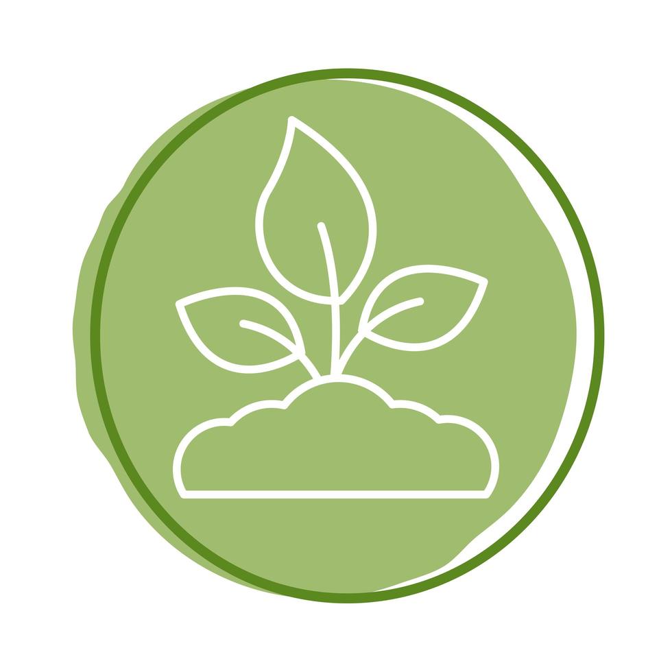 leaves plant block style icon vector