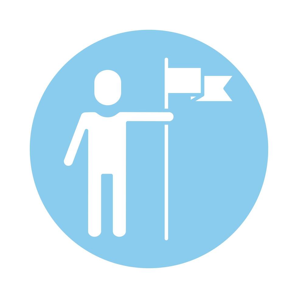avatar silhouette with success flag block style vector