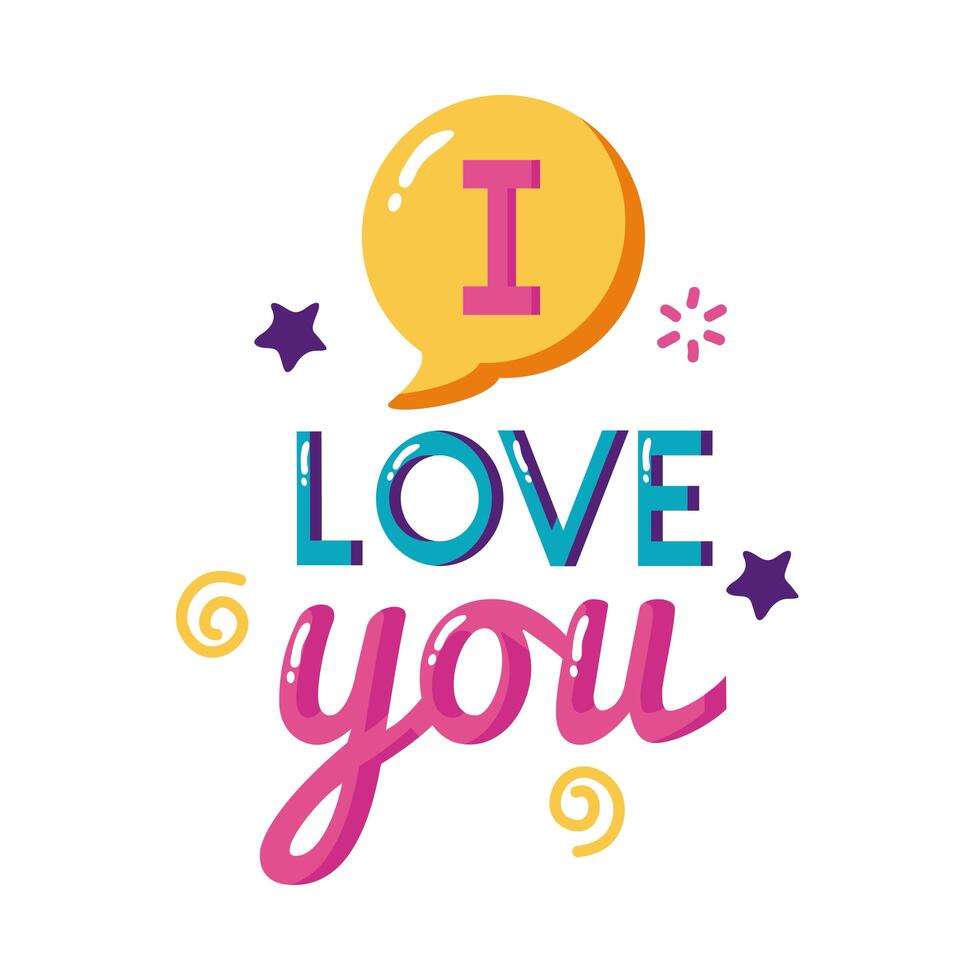 I love you text with bubble flat style icon design vector