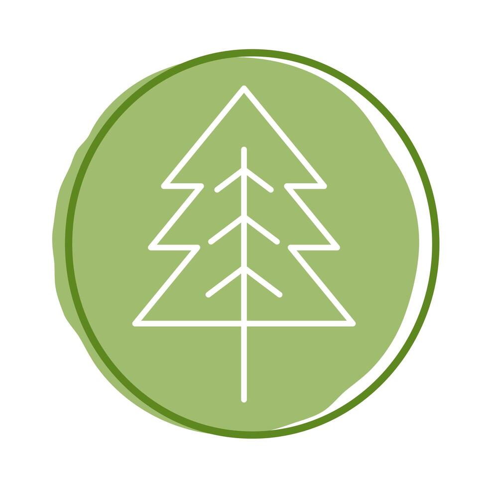 icono de estilo de bloque de árbol de pino vector