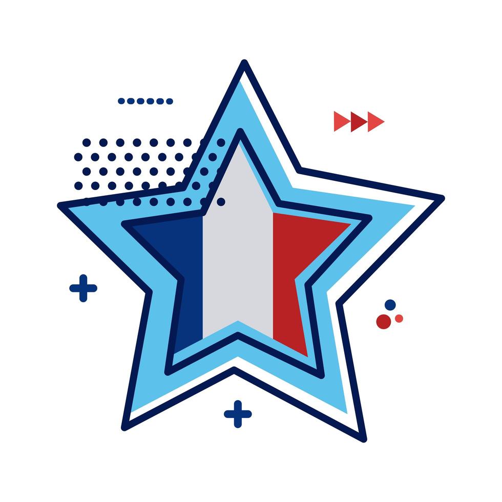 Estrella con bandera de Francia, diseño de ilustraciones vectoriales de estilo plano vector